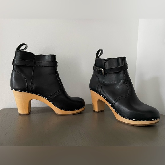 Swedish Hasbeens Black Platform Boots Size 36 - Picture 4 of 8